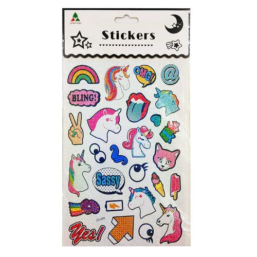 Cartela de Adesivos Unicórnio 23x15cm em PVC Michael Judi