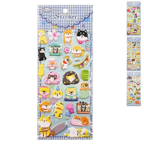 Cartela de Adesivos Gato e Cachorro 19cm em PVC Michael Judi
