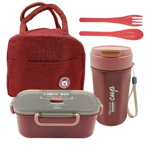 Kit Marmita C/ Talher e Copo 500ml em Plástico Interponte