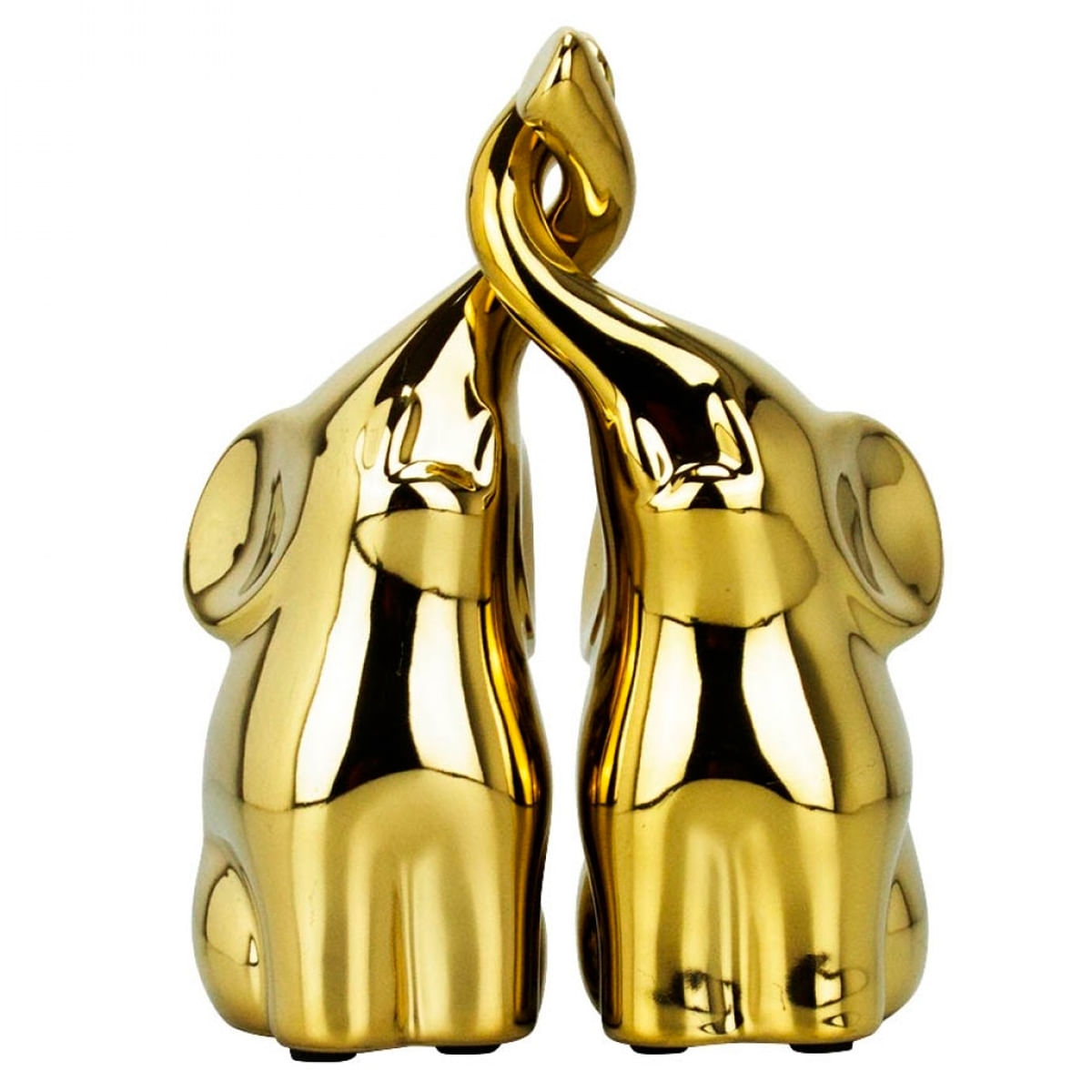 Elefante Decorativo 2 Peças 11x8x4,5cm Em Cerâmica Taimes