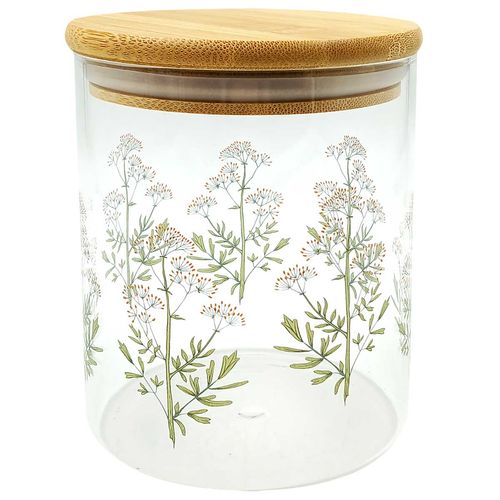 Porta Mantimento C/ Tampa Bambu 800ml Em Vidro Dynasty