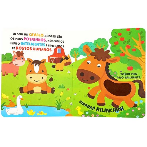 Livro Infantil Toque e Sinta Animais da Fazenda 20x15,5cm em Papel Todo Livro
