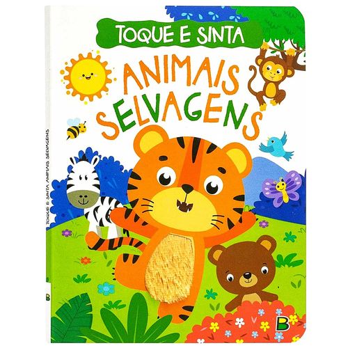 Livro Infantil Toque e Sinta Animais Selvagens 20x15,5cm em Papel Todo Livro