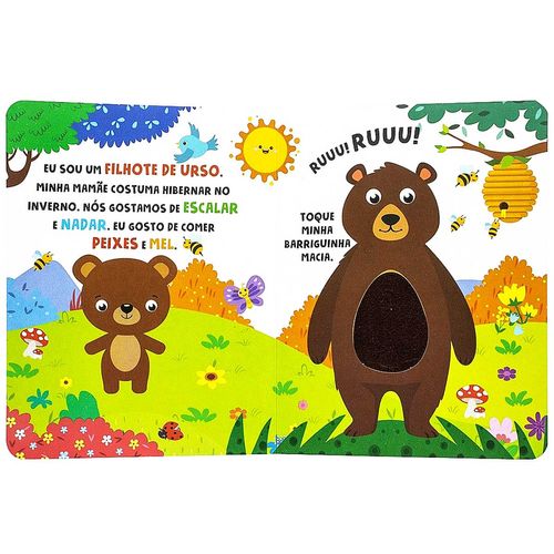 Livro Infantil Toque e Sinta Animais Selvagens 20x15,5cm em Papel Todo Livro