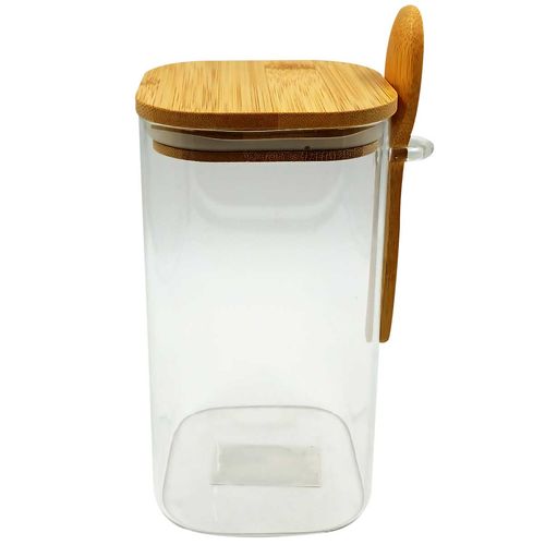 Porta Mantimento C/ Colher Bambu 1,3L em Vidro Dynasty