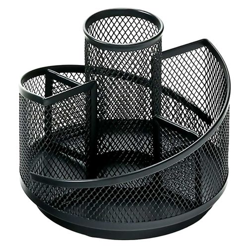 Porta Lápis Giratório 4 Divisórias 13x13,5cm Em Metal Top Rio