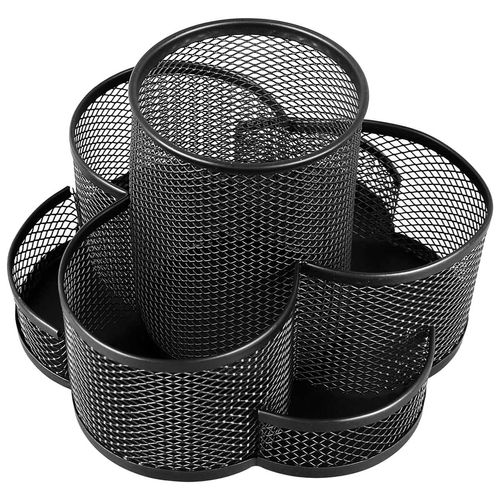 Porta Lápis Giratório 7 Divisórias 17x17x10,5cm Em Metal Top Rio
