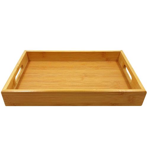 Bandeja Retangular C/ Alça 33x22cm Em Bambu Top Util