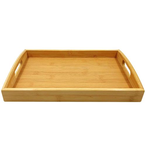 Bandeja Retangular C/ Alça 35x24cm Em Bambu Top Util