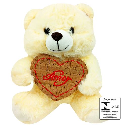 Urso de Pelúcia C/ Placa 25cm em Poliéster Fizzy