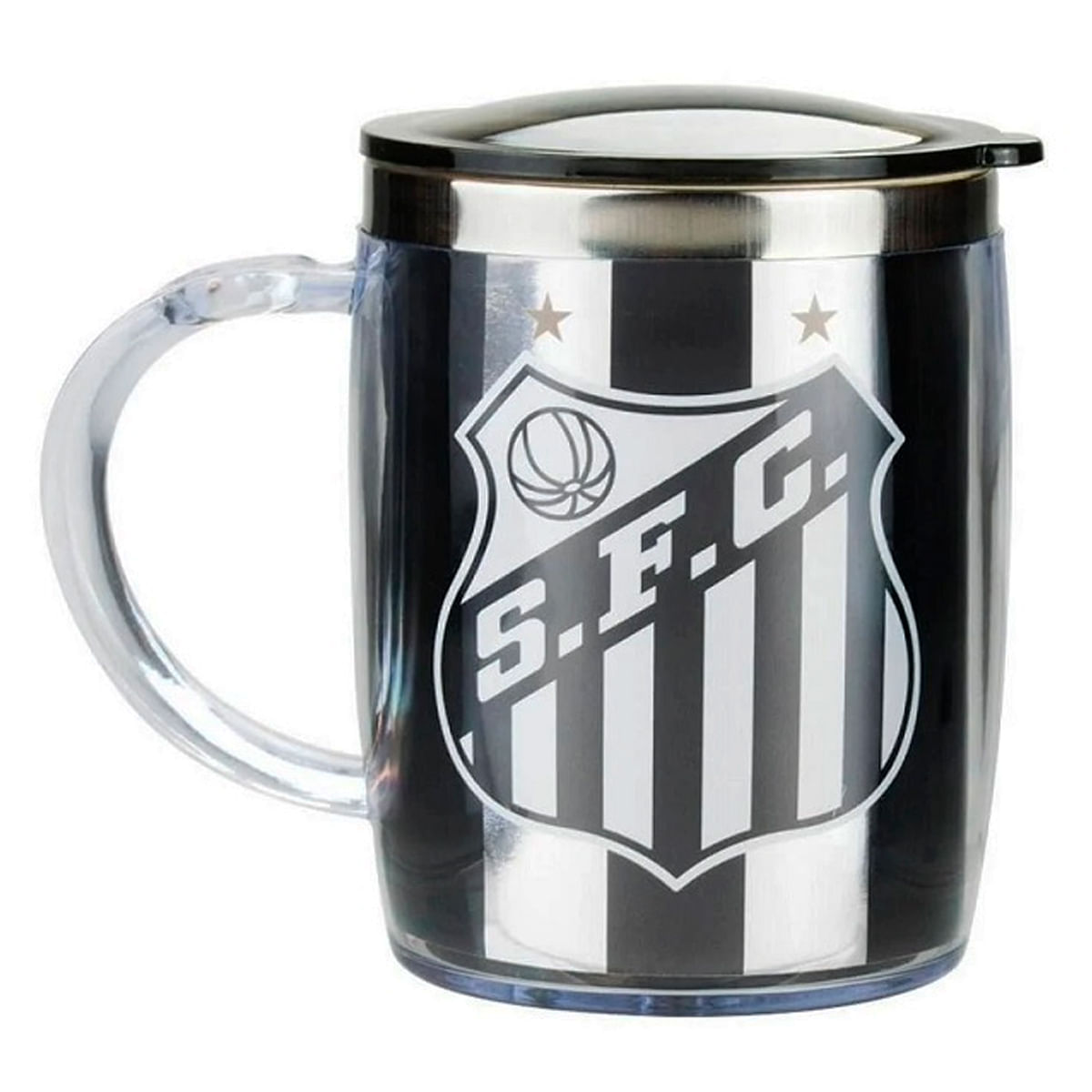 Caneca Térmica Santos F.C 450ml Em Aço Inox Mileno