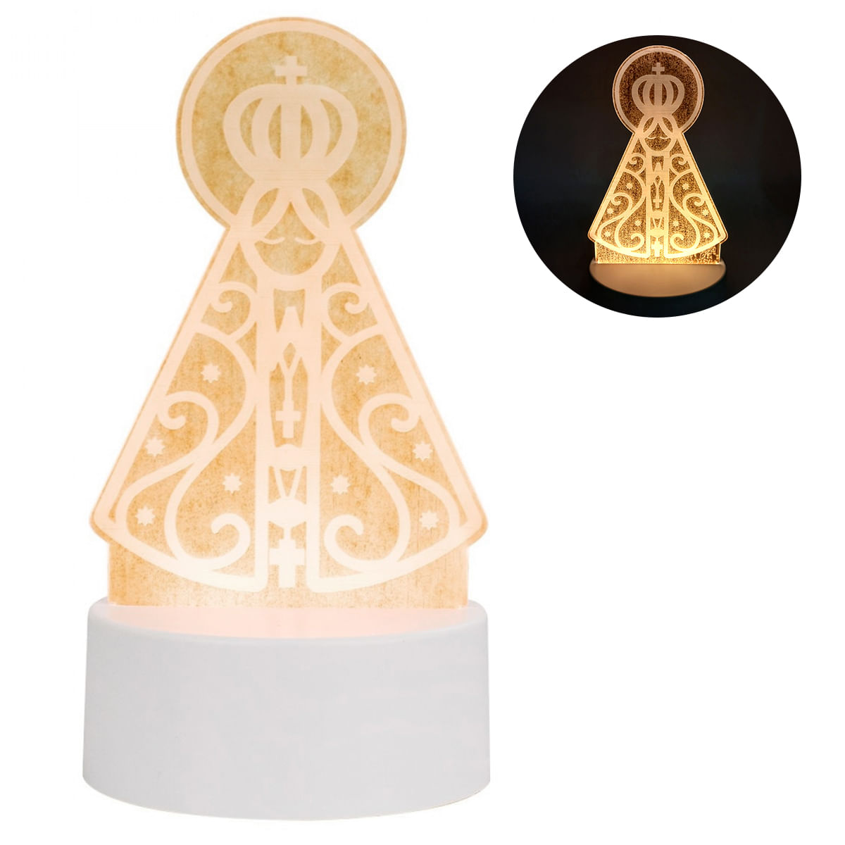 Luminária Decorativa Nossa Senhora Aparecida LED USB em Plástico Taimes