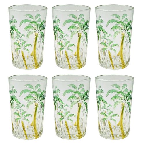 Jogo De Copos Palm Tree 6 Peças 350ml em Vidro Kehome