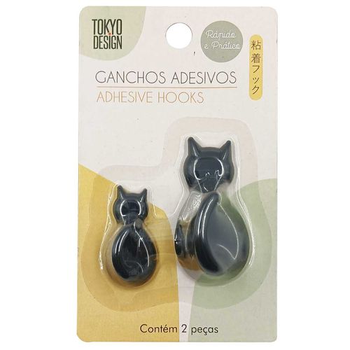 Gancho Adesivo Gato 2 Peças em Plástico Multiart