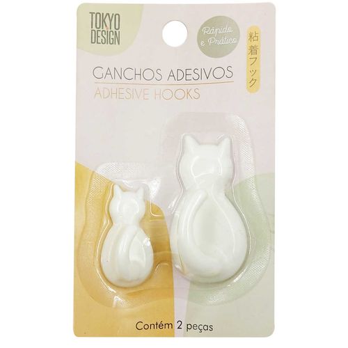 Gancho Adesivo Gato 2 Peças em Plástico Multiart