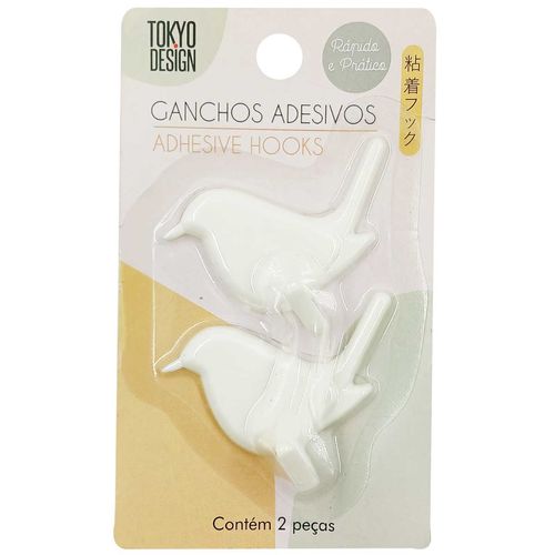 Gancho Adesivo Passarinho 2 Peças em Plástico Multiart