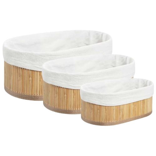 Kit Cesto Organizador 3 Peças Em Tecido E Bambu Lívon