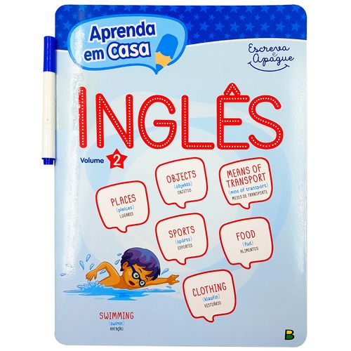 Livro Escreva e Apague Aprenda Inglês em Casa Volume 2 Todo Livro