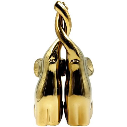 Casal Elefantes Decorativos 2 Peças 25cm em Cerâmica Taimes