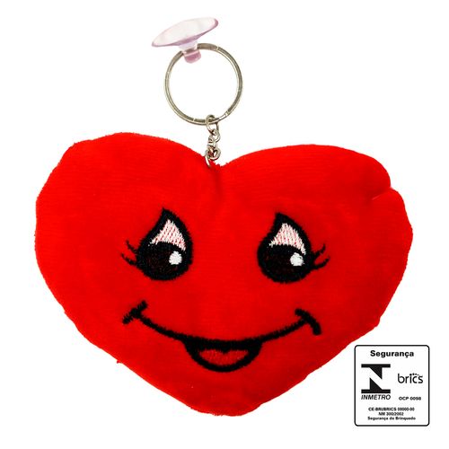 Chaveiro Coração de Pelúcia 12x9cm em Poliéster Fizzy