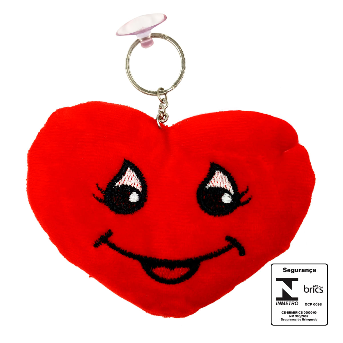 Chaveiro Coração de Pelúcia 12x9cm em Poliéster Fizzy
