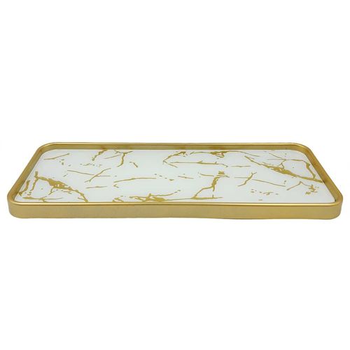Bandeja Decorativa Marmorizada 30x11cm Em Vidro FWB
