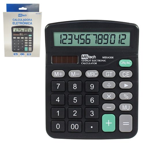 Calculadora De Mesa 12 Dígitos 15x12cm Em Plástico MBtech
