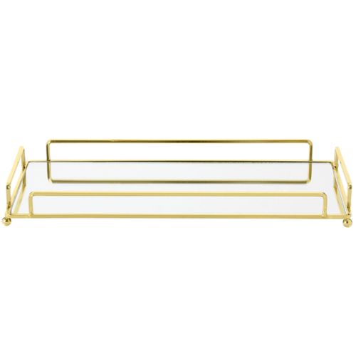 Bandeja Espelhada Decorativa 36x20cm Em Metal Wolff