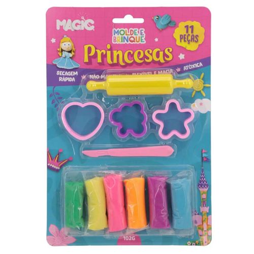 Massa De Modelar Princesas 11 Peças Em Plástico Magic Kids