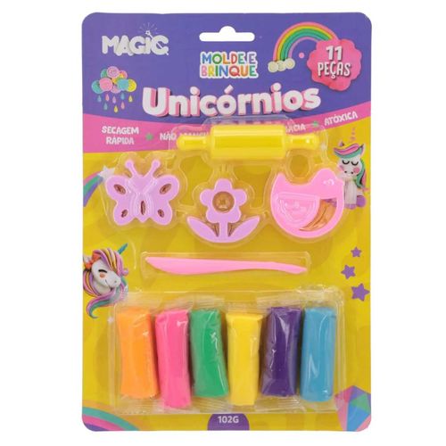 Massa De Modelar Unicórnio 11 Peças Em Plástico Magic Kids