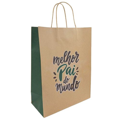 Sacola P/ Presente Melhor Pai 33x26x12cm Papel Kraft Rio de Ouro