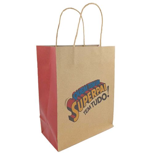 Sacola P/ Presente Pai 26,5x21x11cm Papel Kraft Rio de Ouro