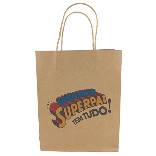 Sacola P/ Presente Pai 26,5x21x11cm Papel Kraft Rio de Ouro
