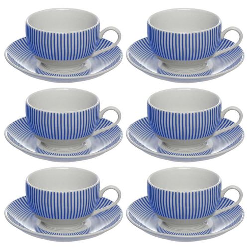 Jogo De Xícaras Chá Acqua 12 Peças 160ml Em Porcelana Hauskraft