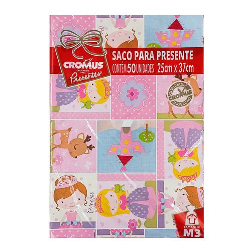 Saco P/ Presente Infantil 25x37cm 50 Unidades Cromus Embalagem