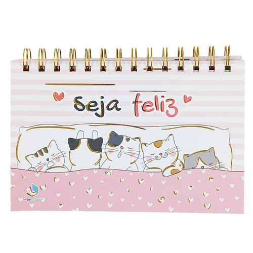 Planner Semanal Gatos C/ 50 Folhas 18x12cm Em Papel Interponte