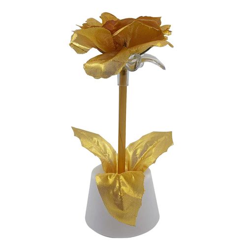 Flor Rosa Decorativa C/ LED 16cm em Plástico Taimes