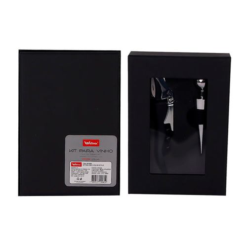 Kit P/ Vinho 2 Peças 14x10cm em Metal Wellmix