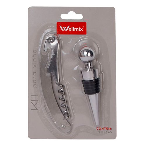 Kit P/ Vinho 2 Peças em Metal Wellmix