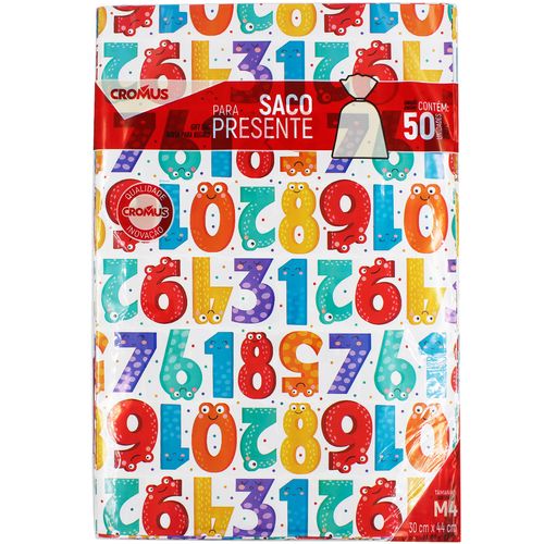Saco P/ Presente Infantil 50 Peças 30x44cm em Plástico Cromus