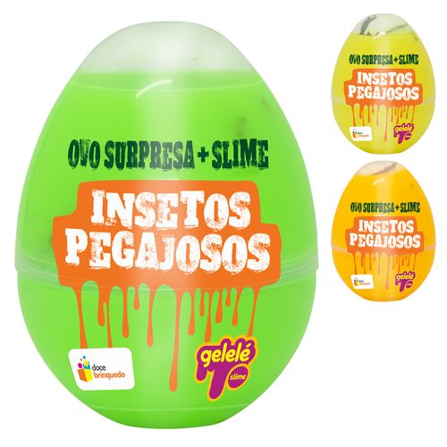 Ovo Surpresa Insetos Pegajosos 7,5cm em Plástico Gelelé