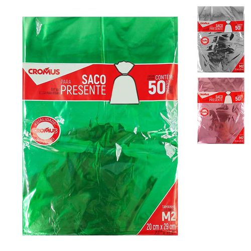 Saco P/ Presente Metalizado 20x29cm em Plástico Cromus