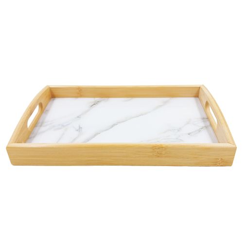 Bandeja C/ Estampa Decorativa 33x21cm em Bambu Top Útil