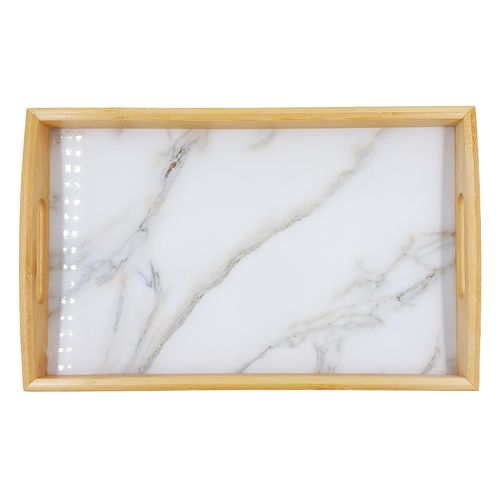 Bandeja C/ Estampa Decorativa 33x21cm em Bambu Top Útil