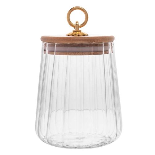 Porta Mantimento C/ Tampa Bambu 650ml em Vidro Wolff