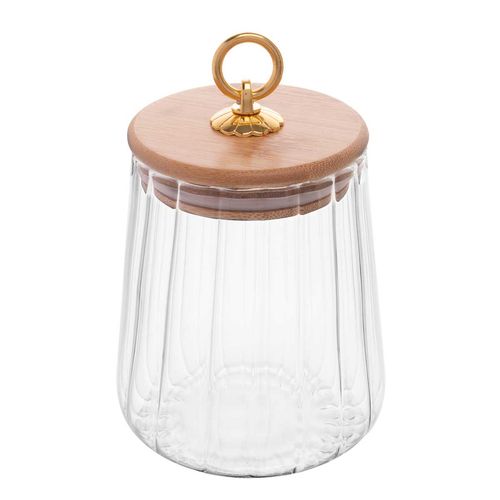 Porta Mantimento C/ Tampa Bambu 650ml em Vidro Wolff