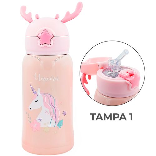 Garrafa Infantil C/ Alça 600ml em Aço Inox Top Útil