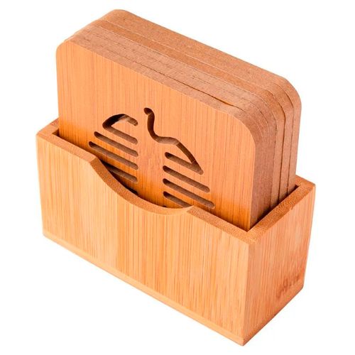 Jogo de Porta Copos 7 Peças em Bambu Clink