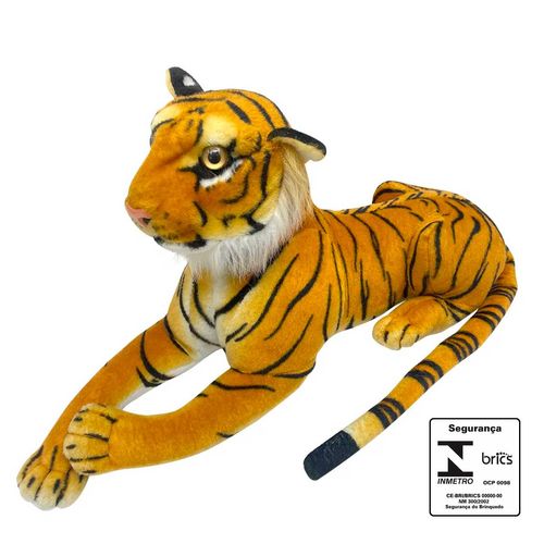 Tigre de Pelúcia Decorativo 48cm em Poliéster CAA Toys