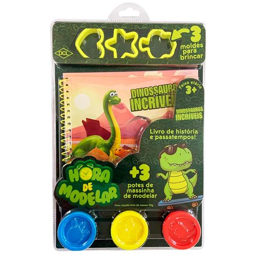 Livro Infantil Hora de Modelar Dinossauros 19cm em Papel DCL Editora
